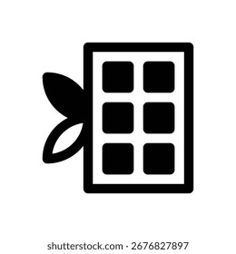 Sustainable chocolate. Outlined stroke vector icon with black-filled details.