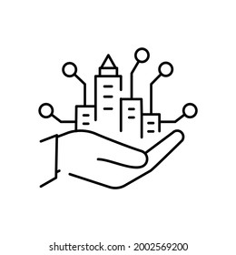 Sustainable cities and communities color icon. Creating career and business opportunities, safe and affordable housing Corporate social responsibility. Sustainable Development Goals