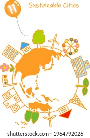 SUSTAINABLE CITIES image simple touch illustration