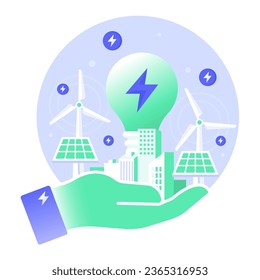 Sustainable clean energy concept illustration