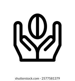 Sustainable coffee. Editable stroke vector icon.