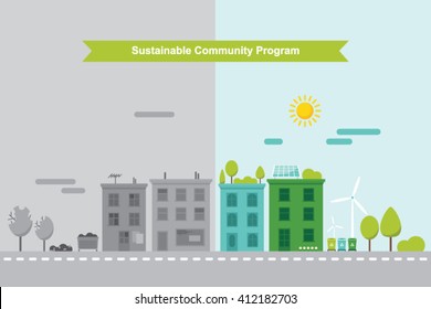 Sustainable Community Improvement Program Concept Vector Illustration