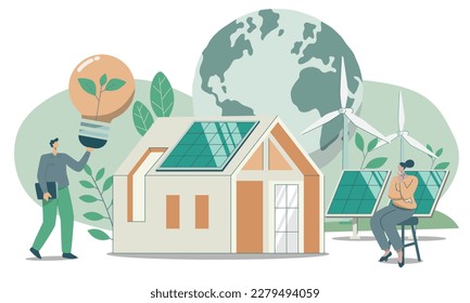 Sustainable concept, People care about planet ecology protect nature and ecology world earth day banner with technology to conserve the environment, 
Vector design illustration.