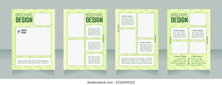 Sustainable construction blank brochure design. Template set with copy space for text. Premade corporate reports collection. Editable 4 paper pages. Smooch Sans Light, Bold, Arial Regular fonts used