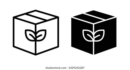 Sustainable Container Line Icon. Eco-Friendly Packaging Icon in Outline and Solid Flat Style.