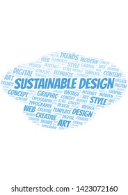 Sustainable Design word cloud. Wordcloud made with text only.