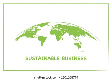 Sustainable development business with green earth, vector graphic illustration