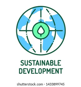 Sustainable development color line icon. Environmental protection sign. Ecosystem. Zero waste lifestyle. Pictogram for web page, mobile app, promo. UI/UX/GUI design element. Editable stroke.