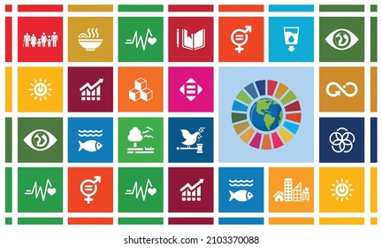 Sustainable Development Colorful blocks Illustration isolated on white. Concept for Corporate social responsibility project. Goals for a better world. 3D Illustration. svg