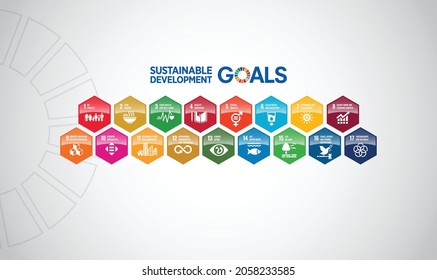 Sustainable Development Colorful hexagonal glossy blocks isolated on white background. Concept for Corporate social responsibility project. Goals for a better world. pattern. svg