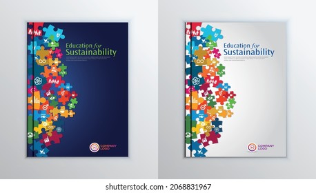 Sustainable Development concept Colorful Puzzle Illustration. Corporate social responsibility. Sustainable Development for a better world. Vector Illustration. svg