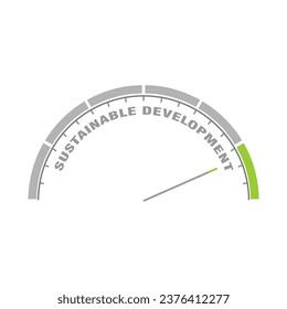 Concepto de desarrollo sostenible. Escala de instrumentos con flecha. Elemento de calibre infográfico colorido.