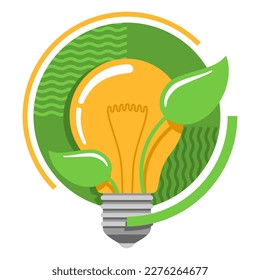 Sustainable development and Conservation Innovation - Abstract Light bulb with green leaves inside