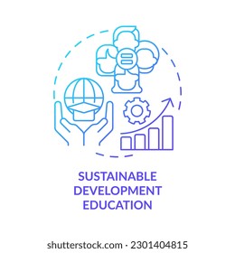 Sustainable development education blue gradient concept icon. Social justice. Equitable society abstract idea thin line illustration. Isolated outline drawing. Myriad Pro-Bold fonts used