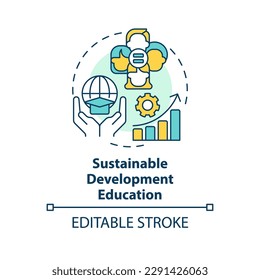 Sustainable development education concept icon. Social justice. Equitable society abstract idea thin line illustration. Isolated outline drawing. Editable stroke. Arial, Myriad Pro-Bold fonts used