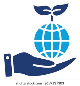 Ilustración vectorial de iconos azules planos de desarrollo sostenible