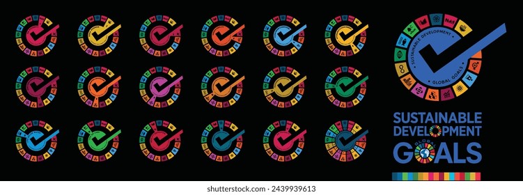 Sustainable Development global goals vector design. Goals icon set. SDG'z Design resource. Corporate social responsibility. Sustainable Development for a better world. Vector illustration.