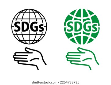 Sustainable Development Goal. Palm and SDGs icon set.