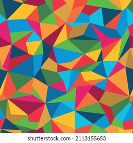 Sustainable Development Goals, Agenda 2030. Polygon seamless pattern in SDG colors. Vector illustration EPS 10, editable, with clipping mask