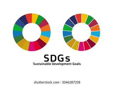 Sustainable Development Goals. Alphabet of SDGs. Illustration of a pin badge made up of 17 colors. Vector.
 The design is made up of 17 colors with the image of the SDGs. svg