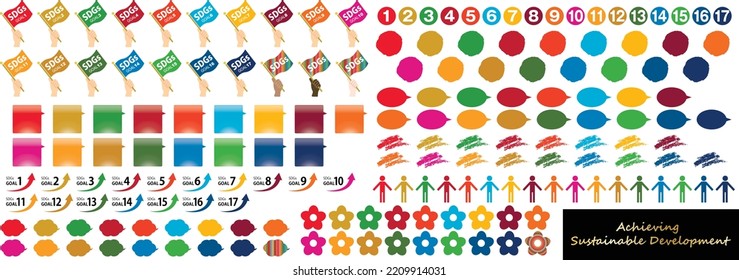 Sustainable Development Goals CMYK design elements set, vector