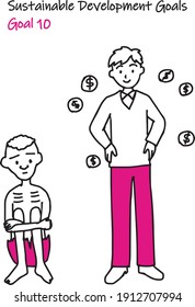 for Sustainable Development Goals GOAL10 simple 2 colors  illustration