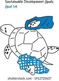 for Sustainable Development Goals GOAL14 simple 2 colors  illustration