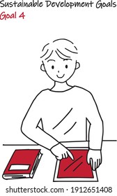 for Sustainable Development Goals GOAL4 simple 2 colors  illustration