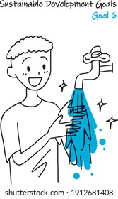 for Sustainable Development Goals GOAL6 simple 2 colors  illustration