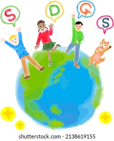 Sustainable Development Goals image children and the earth, North Hemisphere