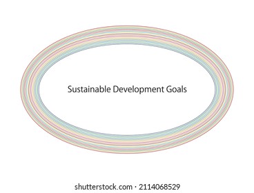Sustainable Development Goals image line circle frame CMYK illustration, vector