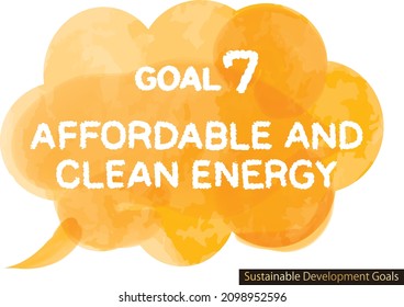 Sustainable Development Goals image watercolor Handwritten characters Goal7