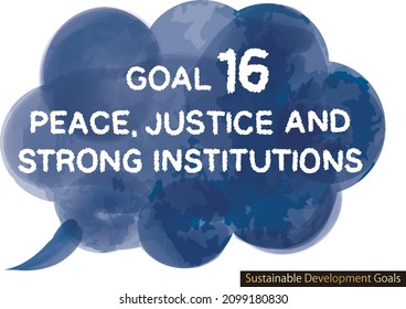 Sustainable Development Goals image watercolor Handwritten characters Goal 16, English