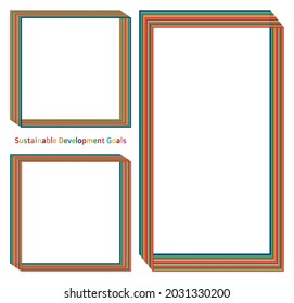 Sustainable Development Goals SDGs image Beautiful 17 color line art frame set Vector. Line art in 17 colors with the image of SDGs. EPS can change the line thickness. 
