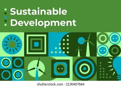 Sustainable Development Renewable Energy Wind Turbine Abstract Infographics