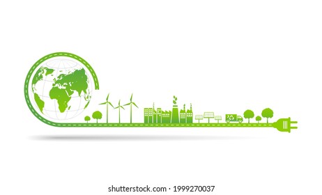 Sustainable development, World Environmental and Ecology friendly concept, Vector illustration
