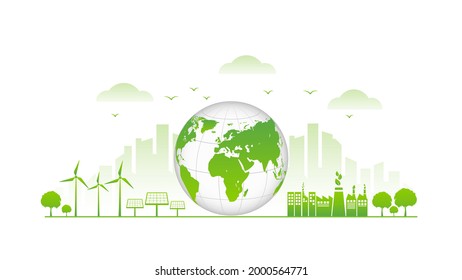 Sustainable development, World Environmental and Ecology friendly concept, Vector illustration