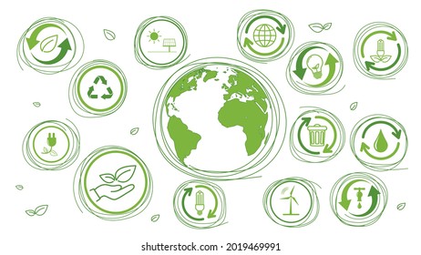 Sustainable development  World Environmental   Ecology friendly concept  Vector illustration