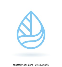 Sustainable eco icon. Leaf waterdrop symbol. Eco friendly sign. Environmental nature sign. Vector illustration.