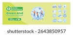 Sustainable and eco-friendly environment theme. Illustrations depicting environmental sustainability, clean energy and green lifestyle. Mega set.