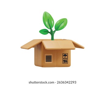 Sustainable Ecofriendly Packaging icon 3d render concept of recyclable environmental product icon vector illustration
