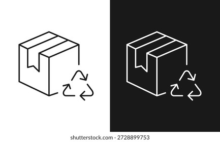 Icono de empaquetado respetuoso del medio ambiente sostenible con la caja de entrega reciclable de la cartulina con el símbolo circular de las flechas para la logística verde y la reducción de residuos