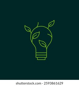 Sustainable ecological energy icon. Bulb with leaf illustration design.