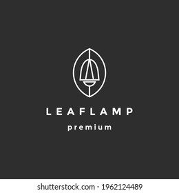 sustainable ecological energy icon, creative lamp, light bulb nature, plant in the bulb, thin line  on black background