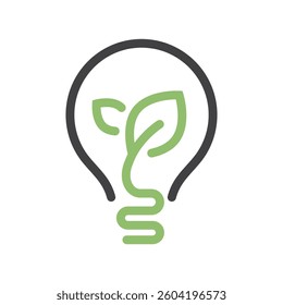 Sustainable ecological energy icon, Eco friendly energy icon with leaf. Save energy symbol Line vector. 