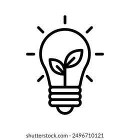 Sustainable ecological energy icon linear logo mark in black and white