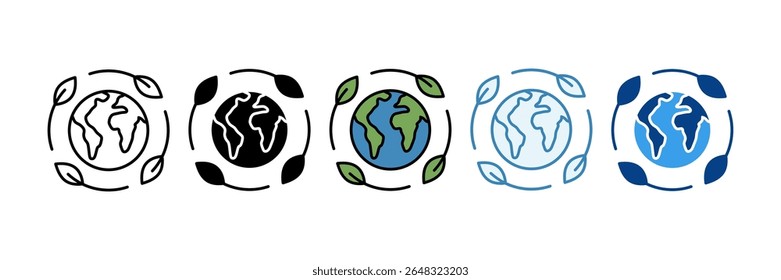 Conjunto de ícones de ecossistema sustentável Coleção de estilos múltiplos