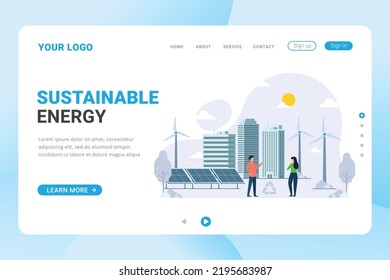 Sustainable energy for communities environmental friendly city landing page template