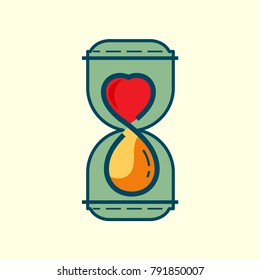 Sustainable energy design concept. Symbolic use of hourglass representing either renewable and time. Creative symbol, sign, icon. Vector illustration.