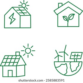 Sustainable Energy and Eco-Friendly Homes icons.